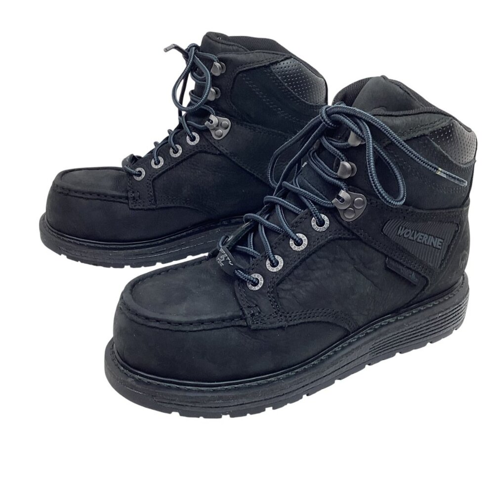 Wolverine Hellcat 6” Wedge Mens 7EW Steel Toe Leather Work Boots Waterproof Blac - Picture 1 of 13